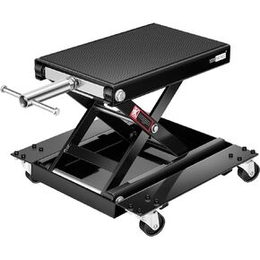 VIVOHOME 1100 Lbs Steel Wide Deck Motorcycle Lift ATV Scissor Lift Jack with Dolly and Hand Crank Bikes Garage Repair Hoist Stand Black