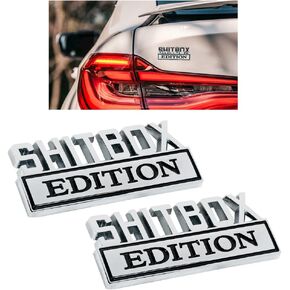 VAGURFO 2 Pack Shitbox Edition Emblems,Car Emblem Badge 3D Sticker Decal,Personalized 3D Fender Sticker Badge Nameplate Decal Stickers Replacement Compatible with Most Car Truck SUV (Black&Red)