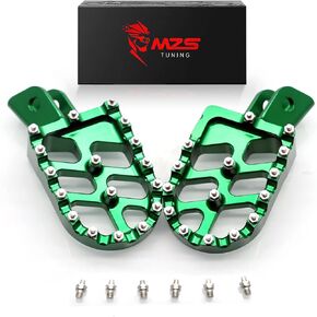 MZS Dirt Bike Foot Pegs, CNC Motocross KLX 110 Footpeg MX Footrest Rest Pedal Green Compatible with KLX110 2002-2023 | KLX110L 2010-2023 | KX60 1988-2003