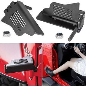 Front Foot Pegs Rest Pedal Exterior Door Hinge For Jeep Wrangler 2007-2023 JK JKU JL JLU Sports Sahara Freedom Rubicon Unlimited Gladiator JT 2-Door 4-Door US Flag Metal Black (2PCS)