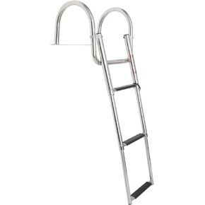 Amarine Made Boat Ladder Stainless Steel in-Board 3 Steps Telescoping Ladder Folding Dock Ladder for Marine Boat Yacht Swimming Pool