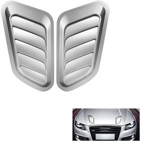 Decorative Car Air Flow Intake Cover Universal Hood Scoop Body Kit, 2 Pack Cars and Trucks Vent Accessories ABS Exterior Glossy Sticker (Black)