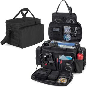 Trunab Patrol Bag Police Gear Bag Car Front Seat Organizer for Law Enforcement Military Duty Bag with 15.6" Laptop Sleeve, Cups Holder, MOLLE Strips, Fits Vehicle Passenger Seat