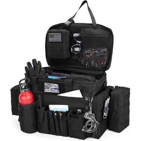 Trunab Patrol Bag, Police Duty Bag, Car Front Seat Organizer with 15.6" Tablet and Laptop Storage for Law Enforcement, Police Patrol, MOLLE Compatible