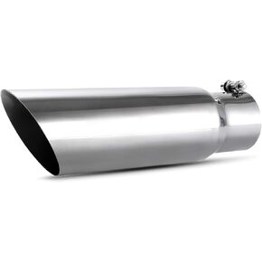 AUTOSAVER88 2.75 Inch Inlet Exhaust Tip, 2.75" Inlet 3.5" Outlet 12" Overall Length Stainless Steel Exhaust Tail Tip for 2 3/4 Inch Outside Diameter Tailpipe, Chrome-Plated, Slant Angle Cut, Bolt-On