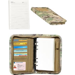 Tactical Padfolio Portfolio Binder with Zipper and 25 Sheets of Letter Size Paper,Notebook Cover,Tactical Notebook with Zippered for Folders,Detachable 3-Ring Binder(A4,13.5X 11.5Inch)