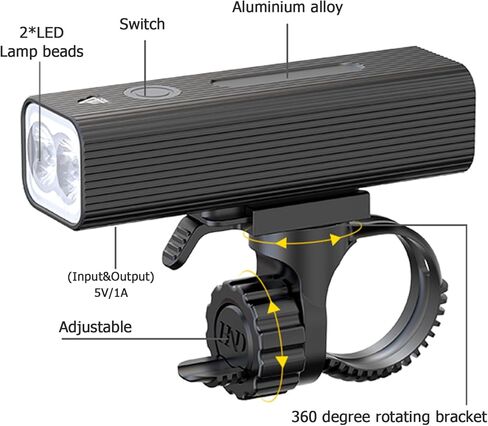 مجموعة أضواء الدراجة القابلة لإعادة الشحن عبر USB للركوب الليلي الأمامي والخلفي للدراجة، مصباح يدوي للدراجة، مصباح أمامي قوي 5 أوضاع إضاءة مقاومة للماء، سهل التركيب للرجال والنساء والأطفال على الطرق والجبال وركوب الدراجات in Kuwait