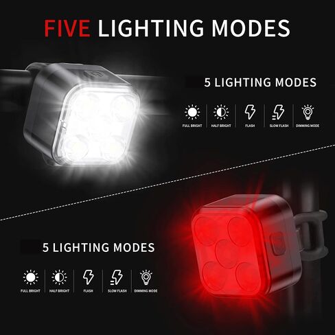 AKALE Rechargeable Bike Light Set, LED Bicycle Lights Front and Rear, 650mah Lithium Battery, Bike Headlight, IPX4 Waterproof, Easy to Install for Men Women Road in Saudi Arabia