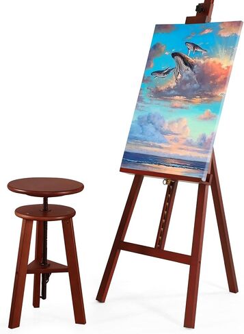 VISWIN 19 "-26" H مقعد خشبي قابل للتعديل، مقعد فنان خشب الزان للصياغة، مقعد الرسم للفنانين والكبار، كرسي خشبي لاستوديو الفن، البار، المطبخ، الاستخدام المنزلي، المكتب in Saudi Arabia