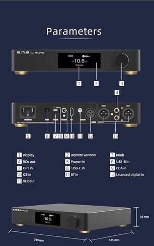 جهاز فك ترميز S.M.S.L SU-10 MQA مزدوج ES9038PRO يدعم MQA-CD صوت عالي الأداء DAC 32 بت/768 كيلو هرتز DSD512 in Kuwait
