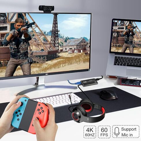 بطاقة التقاط فيديو HDMI 4K، مسجل فيديو USB3.0 1080P 60FPS، بطاقة التقاط نينتندو سويتش لبث الألعاب والبث، تعمل مع Xbox Series X/S، Xbox One X/S، PS4، PS5، OBS، الكاميرا، الكمبيوتر الشخصي in Saudi Arabia