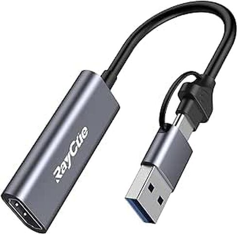 بطاقة التقاط HDMI RayCue 4K HDMI، بطاقة التقاط فيديو HDMI إلى USB/Type-C 1080P HD مسجل فيديو، التقاط فيديو الألعاب للبث المباشر، الألعاب، على التبديل، PS4، PS5، Xbox، OBS، العمل مع جهاز الكمبيوتر/Windows/Mac OS in Kuwait