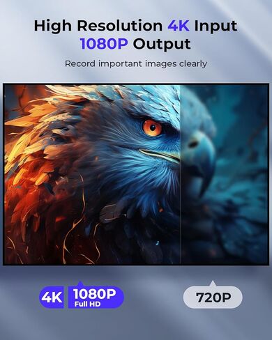 بطاقة التقاط HDMI RayCue 4K HDMI، بطاقة التقاط فيديو HDMI إلى USB/Type-C 1080P HD مسجل فيديو، التقاط فيديو الألعاب للبث المباشر، الألعاب، على التبديل، PS4، PS5، Xbox، OBS، العمل مع جهاز الكمبيوتر/Windows/Mac OS in Kuwait