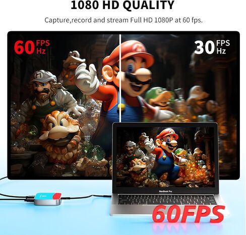 Capture Card for Nintendo Switch, 4K Audio Video Capture Card, USB C 3.0 1080P 60FPS HDMI Recorder for Gaming/Live Streaming/Video Conference, Works for Nintendo Switch/PS5/Xbox/OBS/Camera/PC in Saudi Arabia