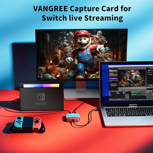 Capture Card for Nintendo Switch, 4K Audio Video Capture Card, USB C 3.0 1080P 60FPS HDMI Recorder for Gaming/Live Streaming/Video Conference, Works for Nintendo Switch/PS5/Xbox/OBS/Camera/PC in Saudi Arabia