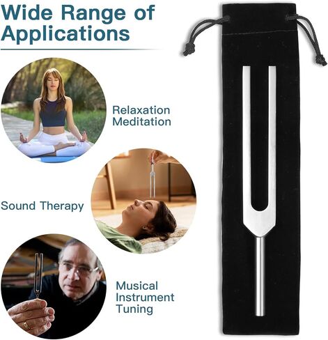 شوكة ضبط للشفاء (128 هرتز، 136.1 هرتز، 256 هرتز، 384 هرتز)، شوكة ضبط مع مطرقة عاكسة، مجموعة مكونة من 4 قطع للشاكرات/العلاج الصوتي/الشفاء/الطب، هدية جيدة للنساء، مبتدئات التأمل in Kuwait