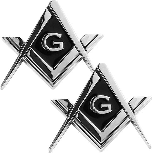 2.75" Chrome Plated Masonic Car Emblem Mason Square and Compasses Auto Truck Motorcycle Decal Gift Accessories (10 Piece) in Saudi Arabia