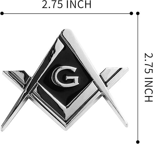 2.75" Chrome Plated Masonic Car Emblem Mason Square and Compasses Auto Truck Motorcycle Decal Gift Accessories (10 Piece) in Saudi Arabia