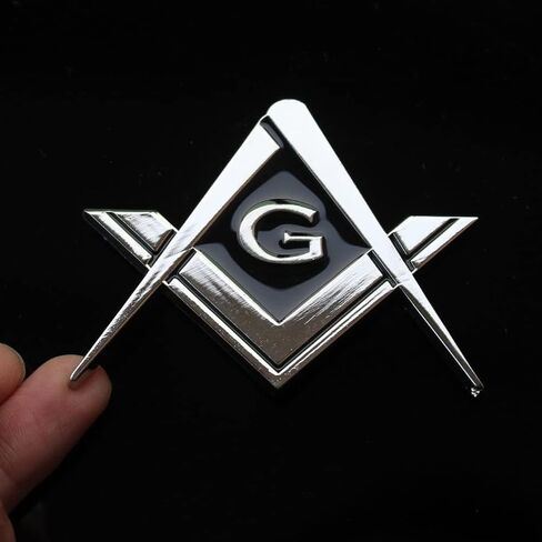 2.75" Chrome Plated Masonic Car Emblem Mason Square and Compasses Auto Truck Motorcycle Decal Gift Accessories (10 Piece) in Saudi Arabia