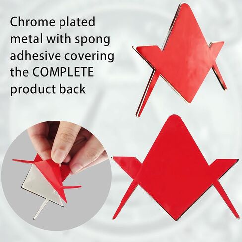 2.75 "مطلي بالكروم شعار السيارة الماسوني مربع ميسون والبوصلات السيارات شاحنة دراجة نارية ملصق هدية الملحقات (10 قطعة) in Kuwait