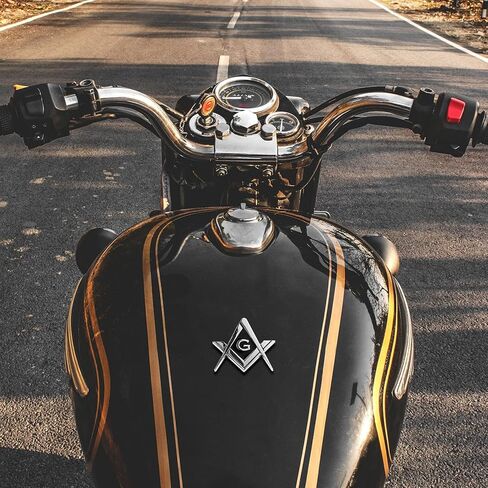 2.75 "مطلي بالكروم شعار السيارة الماسوني مربع ميسون والبوصلات السيارات شاحنة دراجة نارية ملصق هدية الملحقات (10 قطعة) in Kuwait