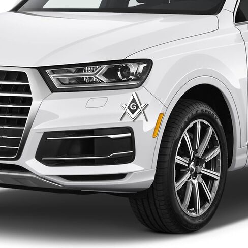 2.75 "مطلي بالكروم شعار السيارة الماسوني مربع ميسون والبوصلات السيارات شاحنة دراجة نارية ملصق هدية الملحقات (10 قطعة) in Kuwait