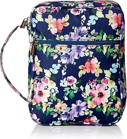 Mary Square 22334 Augusta Pink Floral Pattern 8 x 10.5 Inch Polyester Zippered Bible Cover Case with Handle in Saudi Arabia