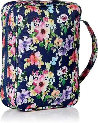 Mary Square 22334 Augusta Pink Floral Pattern 8 x 10.5 Inch Polyester Zippered Bible Cover Case with Handle in Saudi Arabia