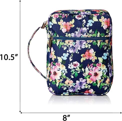 Mary Square 22334 Augusta Pink Floral Pattern 8 x 10.5 Inch Polyester Zippered Bible Cover Case with Handle in Saudi Arabia