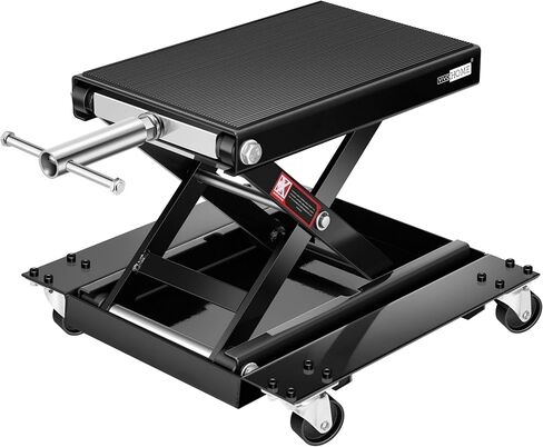 VIVOHOME 1100 Lbs Steel Wide Deck Motorcycle Lift ATV Scissor Lift Jack with Dolly and Hand Crank Bikes Garage Repair Hoist Stand Black in Saudi Arabia