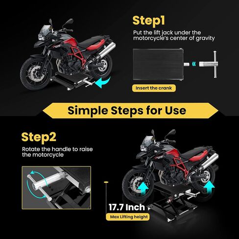 VIVOHOME 1100 Lbs Steel Wide Deck Motorcycle Lift ATV Scissor Lift Jack with Dolly and Hand Crank Bikes Garage Repair Hoist Stand Black in Saudi Arabia