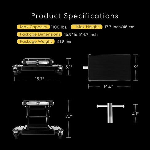 VIVOHOME 1100 Lbs Steel Wide Deck Motorcycle Lift ATV Scissor Lift Jack with Dolly and Hand Crank Bikes Garage Repair Hoist Stand Black in Saudi Arabia