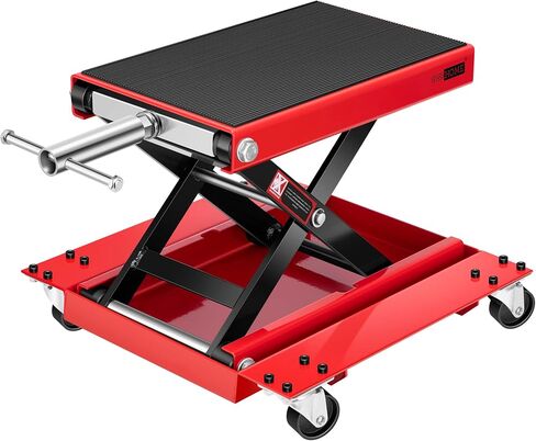 VIVOHOME 1100 Lbs Steel Wide Deck Motorcycle Lift ATV Scissor Lift Jack with Dolly and Hand Crank Bikes Garage Repair Hoist Stand Black in Saudi Arabia