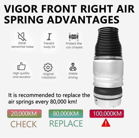 VIGOR Front Right Air Suspension Spring Bag Compatible with 2007-2015 Audi Q7, VW Touareg, Porsche Cayenne Car Air Spring, OEM Replace Number 7L6616040E, 7L6616040D in Saudi Arabia