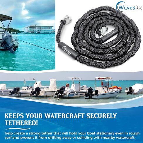 انكورميت بنجي لاين | حبل التثبيت المرن يمنع المرساة من الخلع | يحافظ على قاربك وJet Ski وPWC مربوطين بأمان بالقرب من الشاطئ والرمال | حقيبة جيدة التهوية + خطاف SS وحلقة على شكل حرف D in Kuwait