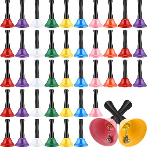 Blulu 48 جهاز كمبيوتر شخصى بصوت عال جرس اليد 1.97 بوصة عيد الميلاد دعوة جرس عشاء جرس خدمة جرس جرس مكتب أجراس الفصول الدراسية الملونة ملاحظة أجراس اليد الآلات الموسيقية 8 اللون مع مقابض خشبية للأطفال كبار السن in Kuwait