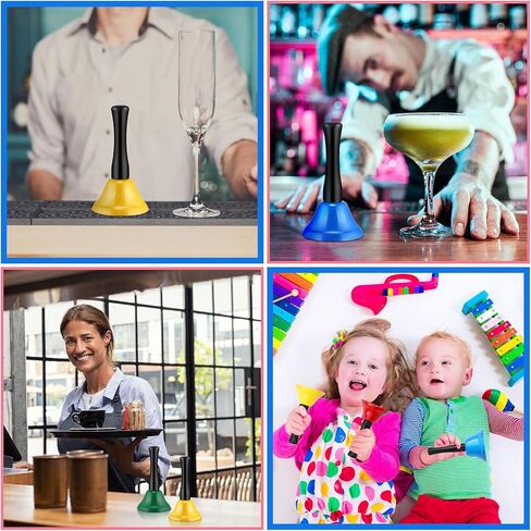 Blulu 48 جهاز كمبيوتر شخصى بصوت عال جرس اليد 1.97 بوصة عيد الميلاد دعوة جرس عشاء جرس خدمة جرس جرس مكتب أجراس الفصول الدراسية الملونة ملاحظة أجراس اليد الآلات الموسيقية 8 اللون مع مقابض خشبية للأطفال كبار السن in Kuwait