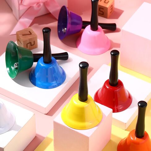 Blulu 48 جهاز كمبيوتر شخصى بصوت عال جرس اليد 1.97 بوصة عيد الميلاد دعوة جرس عشاء جرس خدمة جرس جرس مكتب أجراس الفصول الدراسية الملونة ملاحظة أجراس اليد الآلات الموسيقية 8 اللون مع مقابض خشبية للأطفال كبار السن in Kuwait