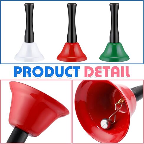 Blulu 48 جهاز كمبيوتر شخصى بصوت عال جرس اليد 1.97 بوصة عيد الميلاد دعوة جرس عشاء جرس خدمة جرس جرس مكتب أجراس الفصول الدراسية الملونة ملاحظة أجراس اليد الآلات الموسيقية 8 اللون مع مقابض خشبية للأطفال كبار السن in Kuwait