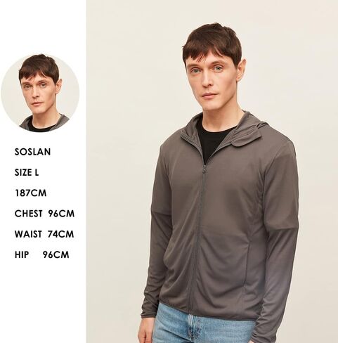 OHYOGA Men's UPF 50+ Sun Protection Hooded Jacket Long Sleeve Shirt Hiking Running Fishing Shirts Full Zip SMC3M071 in Kuwait