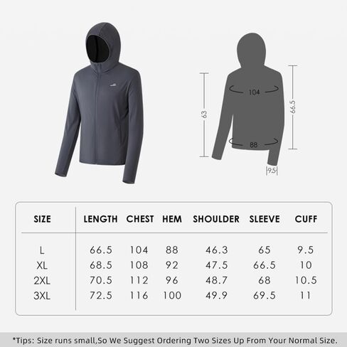 OHYOGA Men's UPF 50+ Sun Protection Hooded Jacket Long Sleeve Shirt Hiking Running Fishing Shirts Full Zip SMC3M071 in Kuwait