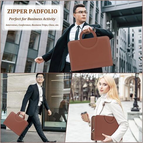 Portfolio Binder Padfolio Folder Organizer Leather Business Card Organizer Clipboard with Calculator- Zippered Portfolio with Handle for Men & Women (Black) in Kuwait