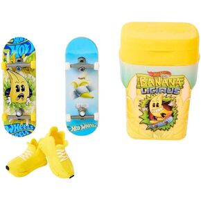 Hot Wheels Skate Banana Licious Flavor Container with 2 Fingerboards and 1 Pair of Removable Skate Shoes