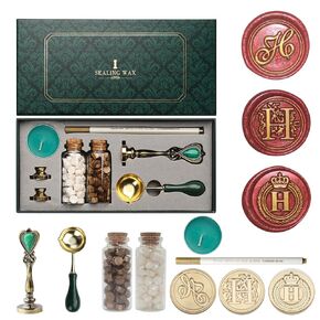 Letter Wax Seal Stamp Kit, Andotopee Wax Seal Kit Initial Alphabet J Sealing Wax Stamp Head 3pcs, Vintage Wax Stamp Seal Kit with Wax Seal Beads, Wax Seal Warmer Tools, Wax Seal Pen, Gift Box Set