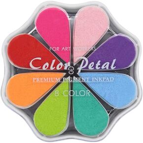 8 Color Craft Rainbow Finger Ink Pads Stamps, Small Rubber Stamp Ink Pads, Pigment Petal Point Option Pad, Washable, for Card Making, Scrapbook, Kids Painting DIY, Letters Diary Album (1015)