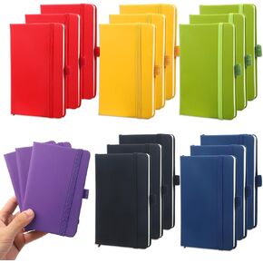 18 Pcs Pocket Notebook Journals, A6 Small Notepad Notebooks, Hardcover Mini Note Pads, Ruled Notepad with Pen Holder, 5.5" x 3.9", 80 Sheets/160 Pages, 6 Colors for Office and School Supplies