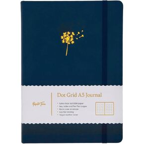 Yop & Tom Bullet Dotted Journal (A5) - Dandelion - Dot Grid Notebook With Extra Thick Paper (160 GSM) - Sage Green