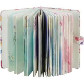 SIIXU Pretty Small Pocket Notebook for Women - Ideal Travel Journal with Unique Floral Illustrations, Unlined Journal for Writing, Vegan Leather, A6, Blank, Pink