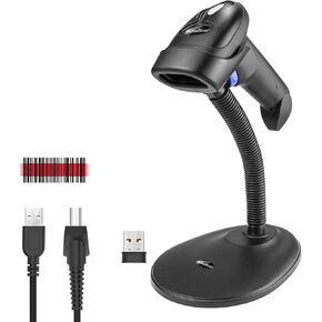 NetumScan Bluetooth Barcode Scanner with Stand, 3-in-1 Handheld Automatic 1D Barcode Reader CCD Bar Code Scanner for Computer, Tablet, iPhone, iPad, Android (Bluetooth)