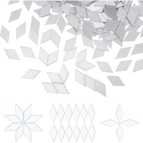 300Pcs Diamond Shape Mirror Mosaic Tiles 1 Inch Mini Craft Mirrors Bulk Acrylic Adhesive Mirror Tiles Small Mirrors for Crafts DIY Projects Wall Door Home Decorations